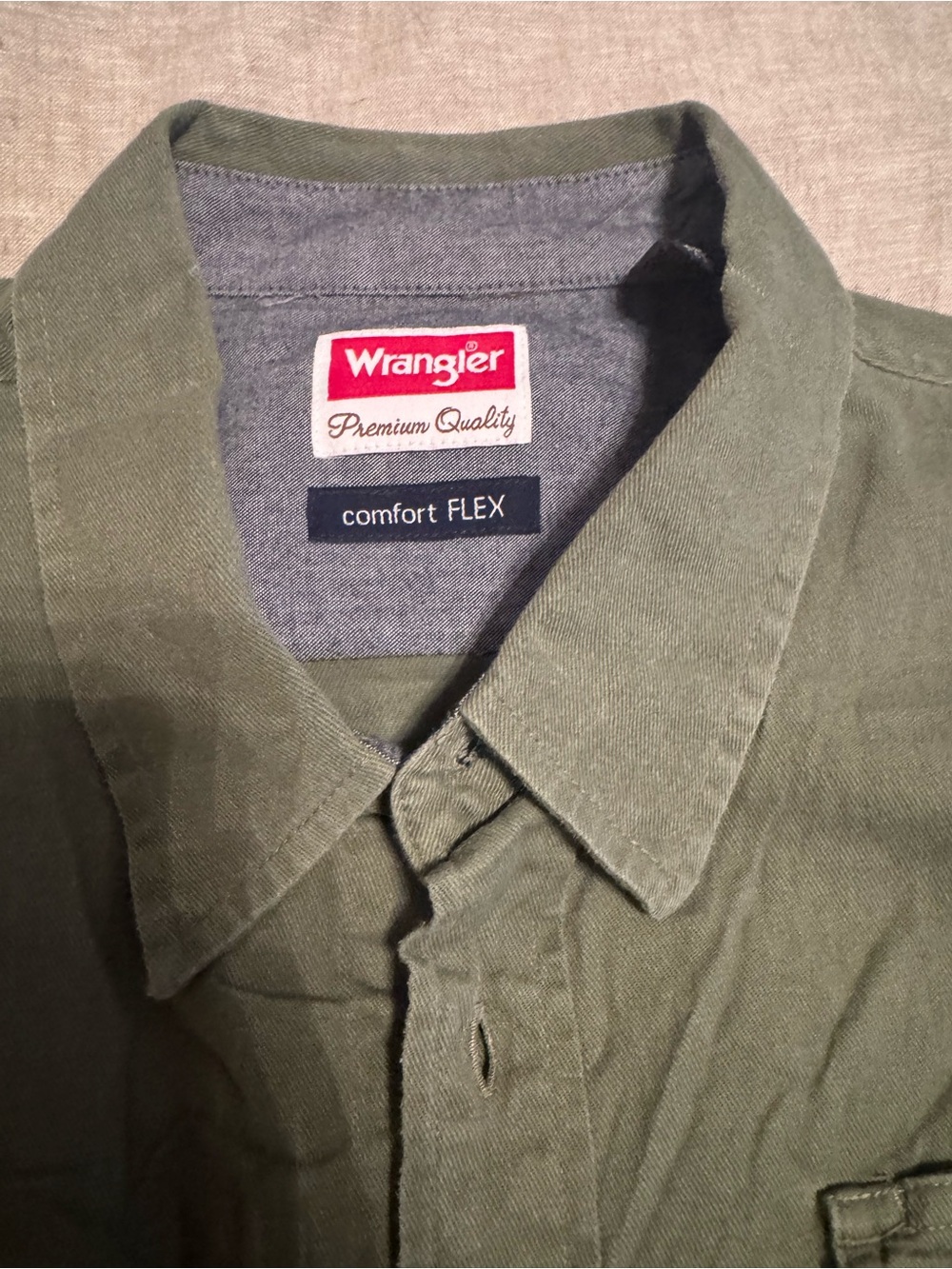 Wrangler Premium Quality Comfort Flex Men's Olive Green  Button Down Shirt XXL